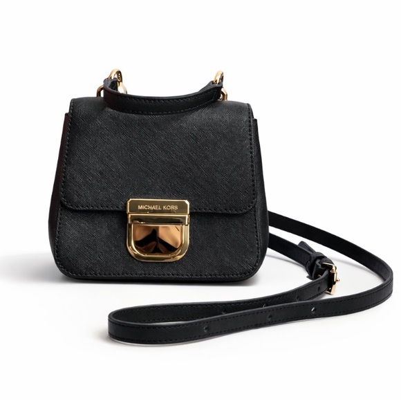 Michael Kors Handbags - Michael Kors Bridgette Mini Crossbody Shoulder Bag Black Saffiano Leather Gold